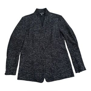 Eileen Fisher Tweedy Organic Cotton Knit Jacket | Black Multi | Small